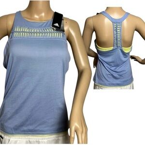 ADIDAS. Women tank top,NWT,workout, blue ,racerback,built in bra,logo,gym,resort